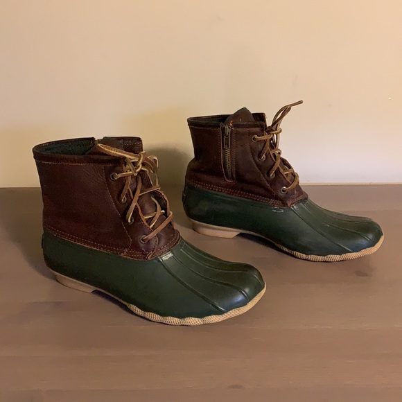 Sperry Top Sider Green and Brown Leather and Rubber Boots - Women’s Size 9 - Picture 4 of 7